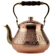 DEMMEX 2019 Heavy Gauge 1mm Thick Natural Handmade Turkish Copper Engraved Tea Pot Kettle Stovetop Teapot, LARGE 3.1 Qt - 2.75lb (Engraved Copper)