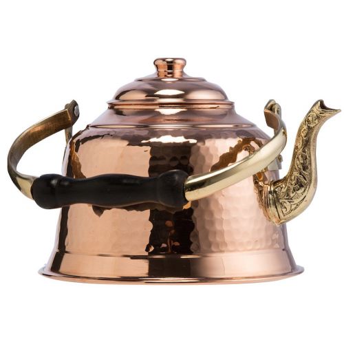  DEMMEX CopperBull Heavy Gauge 1mm Thick Hammered Copper Tea Pot Kettle Stovetop Teapot (1.6-Quart)