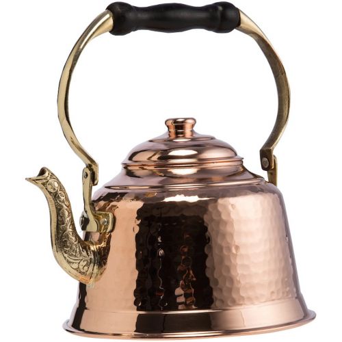  DEMMEX CopperBull Heavy Gauge 1mm Thick Hammered Copper Tea Pot Kettle Stovetop Teapot (1.6-Quart)