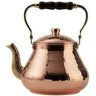 DEMMEX 2019 Heavy Gauge 1mm Thick Natural Handmade Turkish Copper Tea Pot Kettle Stovetop Teapot, LARGE 3.1 Qt - 2.75lb (Copper)