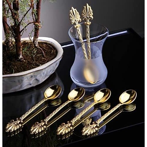  [아마존베스트](Set of 6) Demmex Turkish Greek Arabic Coffee Espresso Demitasse Cup Saucer Spoon Set, Black Cups (Gold)