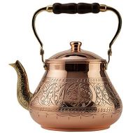 DEMMEX Handmade Heavy Gauge 1mm Thick Natural Turkish Copper Engraved Tea Pot Kettle Stovetop Teapot, LARGE 3.1 Qt 2.75lb (Engraved Copper)