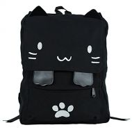 DEMON CHEST Black College Cute Cat Embroidery Canvas School Laptop Backpack Bags For Women Kids Plus Size Japanese Cartoon Kitty Paw Schoolbag Ruchsack Girls Boys Outdoor Accessories Daypack B