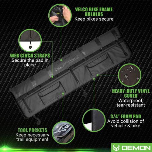  [아마존베스트]DEMON UNITED Demon Tailgate Pad for Mountain Bikes with Tool Pocket for Mechanic Tools/Tailgate Cover with Secure Bike Frame Straps