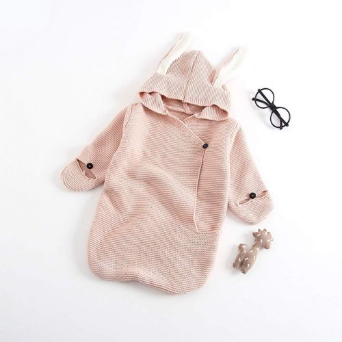  DENTRUN Infant Swaddling Sleeping Bag， Cute Baby Cute Blanket Dual Use Organic Bag， Autumn Sleep Sack Flannel Swaddle，Unisex Cotton Removable Long Bag (Pink)