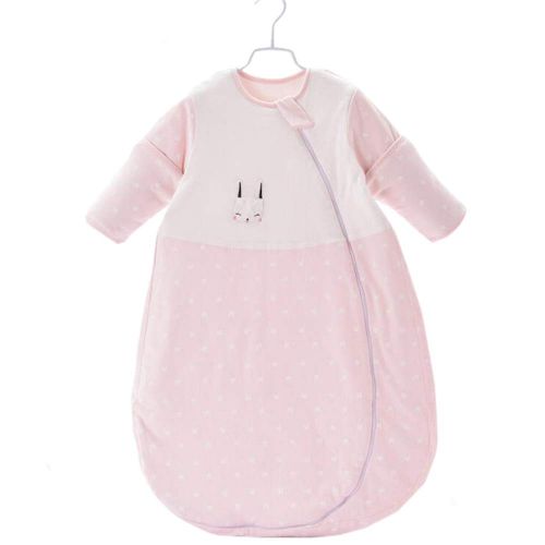  DENTRUN Infant Swaddling Sleeping Bag， Totoro Baby Cute Blanket Dual Use Organic Bag， Autumn Sleep Sack Flannel Swaddle，Unisex Cotton Removable Long Zip up Thicken Winter Bag (Pink)