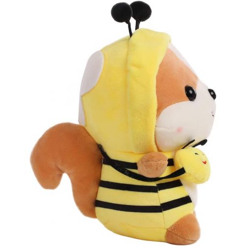  DENTRUN Squirrel Stuffed Animals, Cute Plush Doll Play Toys for Kids Girls Boys Adults Birthday Xmas Gift, 9.84/13.78/17.72 Inches, Christmas Elk, Yellow Bee, Green Dinosaur