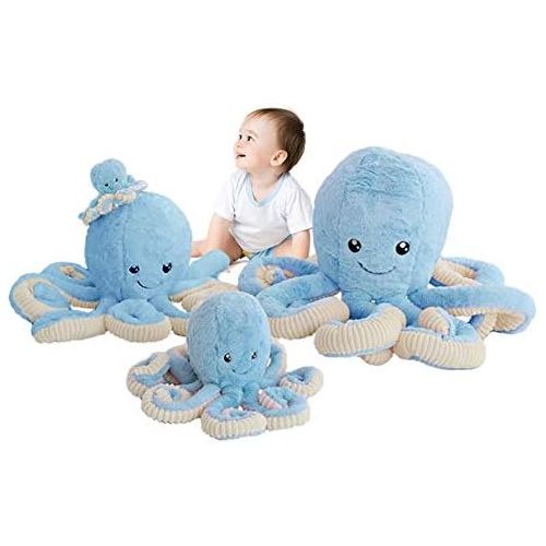  [아마존베스트]DENTRUN OctopusStuffedAnimals, Octopus Plush Doll Play Toys for KidsGirls Boys Adults Birthday Xmas GiftPresent 7/16/24/32Inches, 5 Colors (7 inches, Blue)