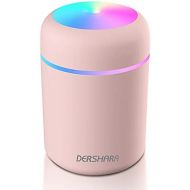 [아마존베스트]DERSHARA Mini Humidifier - Premium Humidification System with 300ml Water Tank, Whisper Quiet Ultrasonic Function, Automatic Switch-off and Night Light Function