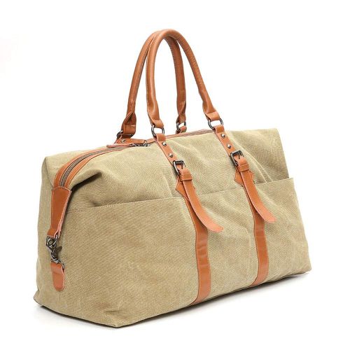  DERTHWER Hand Luggage Retro Neutral Portable Travel Bag Lightweight Business Bag Leisure Fitness Bag Khaki Large-Capacity Portable Travel Bag (Color : Khaki)