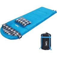 Desert & Fox Cotton Flannel Sleeping Bags with Pillow, 4 Season Warm & Cold Weather Envelope Compression Sack, Lightweight & Portable Backpacking Sleeping Bag for Outdoor Camping,