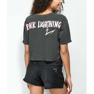 DESERT DREAMER Desert Dreamer Pink Lightning Washed Black Crop T-Shirt