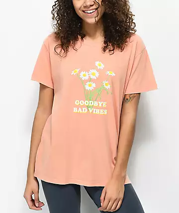 DESERT DREAMER Desert Dreamer Goodbye Bad Vibes Peach T-Shirt