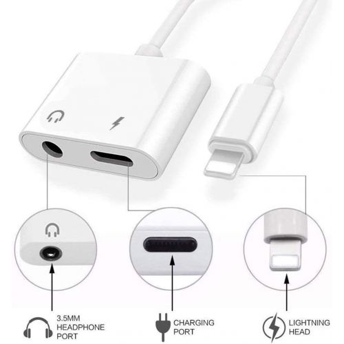  2 Pack Lightning to 3.5mm Headphones Jack Adapter for iPhone, Apple MFi Certified DESOFICON 2 in 1 Charger and Aux Audio Splitter Adapter for iPhone 7 7P 8 8P 13 12 12Pro 11 X XR X