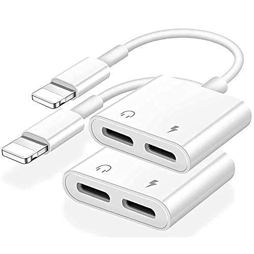  DESOFICON [Apple MFi Certified] 2PACK iPhone Lightning to 2 Lightning Adapter, Dual Lightning AUX + Charger Adapter Dongle Cable Splitter Compatible with iPhone 12/11/SE/X/XR/XS/8/7/6 Suppor
