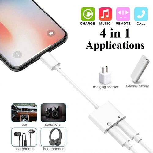  DESOFICON [Apple MFi Certified] 2PACK iPhone Lightning to 2 Lightning Adapter, Dual Lightning AUX + Charger Adapter Dongle Cable Splitter Compatible with iPhone 12/11/SE/X/XR/XS/8/7/6 Suppor