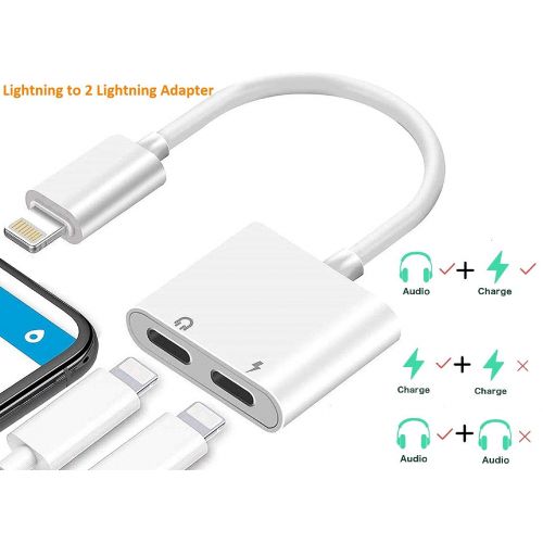  DESOFICON [Apple MFi Certified] 2PACK iPhone Lightning to 2 Lightning Adapter, Dual Lightning AUX + Charger Adapter Dongle Cable Splitter Compatible with iPhone 12/11/SE/X/XR/XS/8/7/6 Suppor