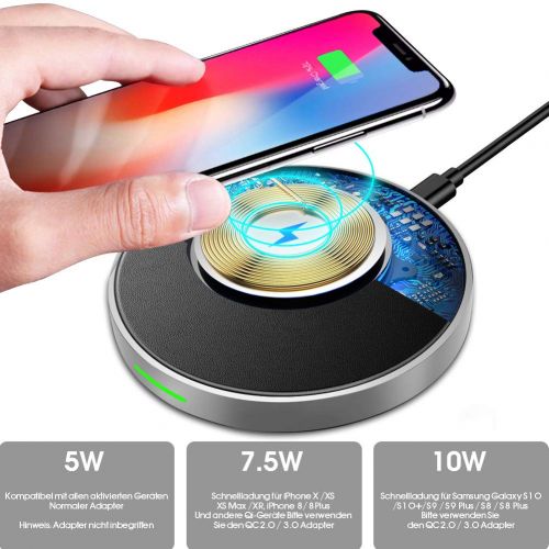  [아마존 핫딜]  [아마존핫딜]DESTEK Fast Wireless Charger, Induktions Ladegerat fuer iPhone X/Xs Max/XR/Xs/ 8/ 8P, 10W Schnelles Qi Ladestation fuer Samsung Galaxy S10/ S10+/ S9/ S9+/ S8/ S8+ usw