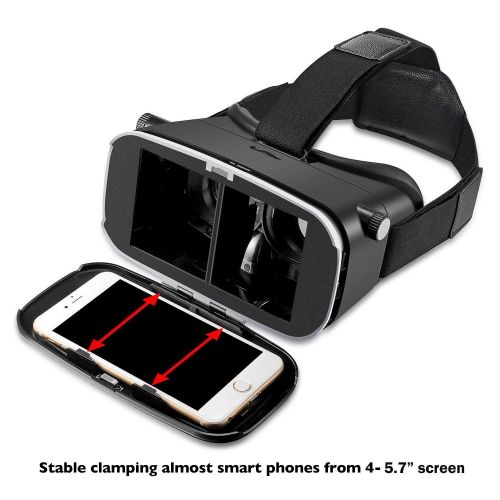  DESTEK V2 Virtual Reality Headset for Immersive 360° 3D VideosGames in iPhone & Android Smartphones with 4-5.7 inch Screen