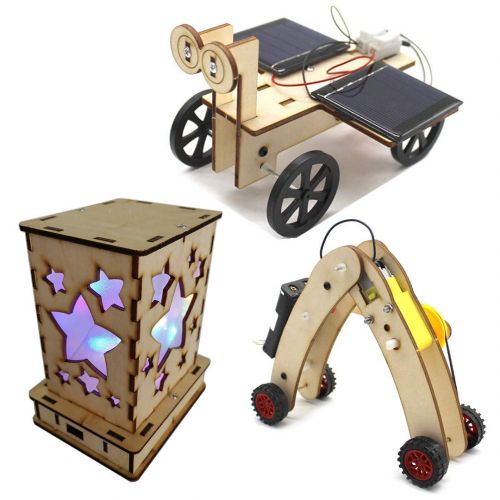  [아마존베스트]DIY Science Kits for Kids, 3 STEM Educational Building Projects Craft Kit, Solar Circuits Car and Fairy Nightlight Lantern and Machine Caterpillar