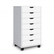 DEVAISE 7 Drawers Chest Storage Dresser Cabinet with Removable Wheels (Classic Style-White)