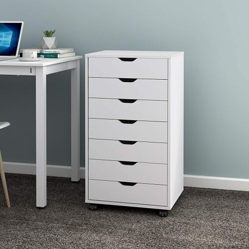  DEVAISE 7 Drawers Chest Storage Dresser Cabinet with Removable Wheels (Classic Style-White)