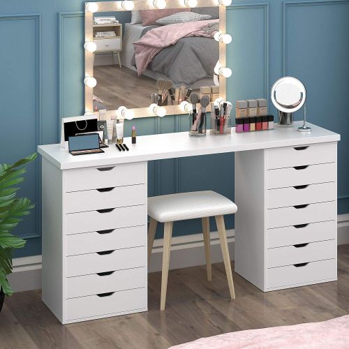  DEVAISE 7 Drawers Chest Storage Dresser Cabinet with Removable Wheels (Classic Style-White)