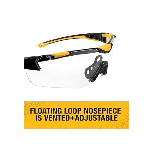  DEWALT DPG110 Chisel Unisex Trim-Fit Half Frame Protective Eyewear, Black Frame Clear Lens