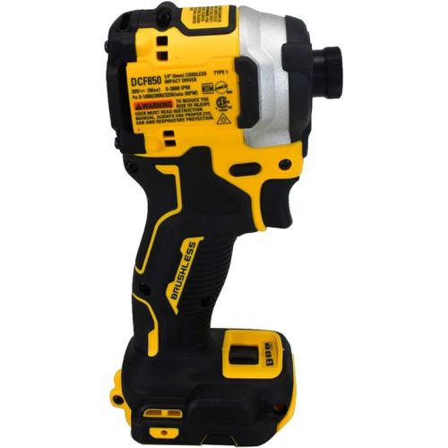  DEWALT DCF850B 20V Cordless Brushless Compact 1/4'' Impact Driver (Tool Only) (DCF850B-NBX)