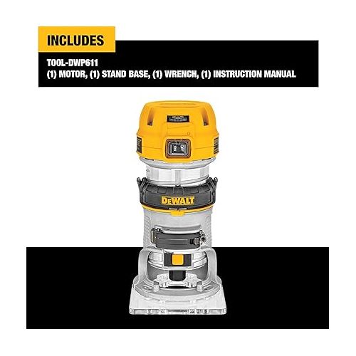  DEWALT Router, Fixed Base, 1-1/4 HP, 11-Amp, Variable Speed Trigger, Corded (DWP611)