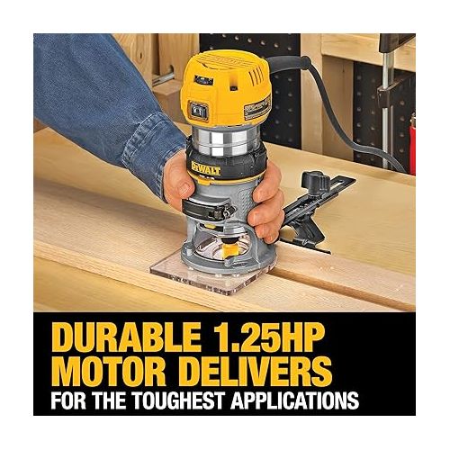  DEWALT Router, Fixed Base, 1-1/4 HP, 11-Amp, Variable Speed Trigger, Corded (DWP611)