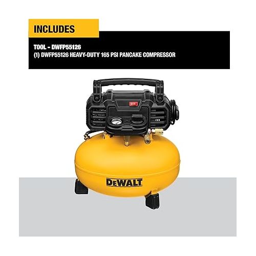  DEWALT Pancake Air Compressor, 6 Gallon, 165 PSI (DWFP55126)