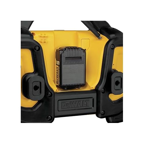  DEWALT 20V MAX Bluetooth Radio, 100 ft Range, Battery and AC Power Cord Included, Portable for Jobsites (DCR025)