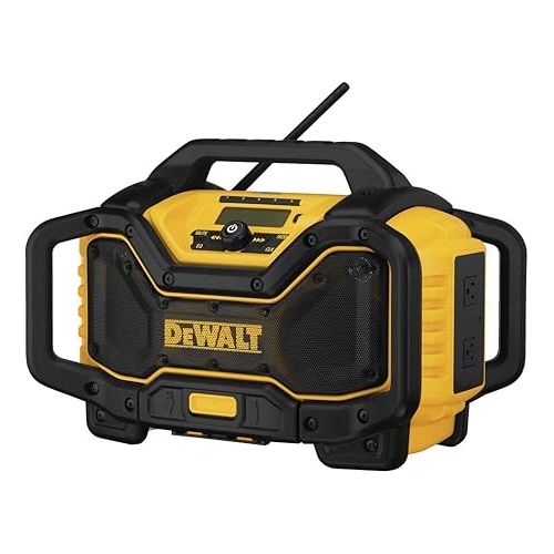  DEWALT 20V MAX Bluetooth Radio, 100 ft Range, Battery and AC Power Cord Included, Portable for Jobsites (DCR025)