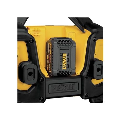  DEWALT 20V MAX Bluetooth Radio, 100 ft Range, Battery and AC Power Cord Included, Portable for Jobsites (DCR025)