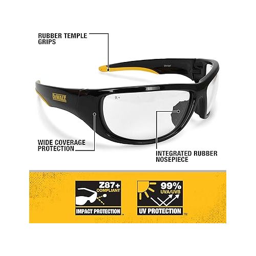  Dewalt Dominator Safety Glasses Dpg94 Unisex Adult Non Slip Polarized Mirrored Rubber Full Rim