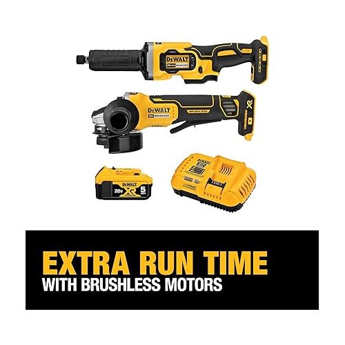  DEWALT 20V MAX Angle Grinder and Die Grinder, Cordless 2-Tool Set with Battery and Charger (DCK203P1)