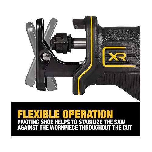  DEWALT 20V MAX XR Reciprocating Saw, Cordless, 2-Finger Variable Trigger, Keyless Blade Clamp, Bare Tool Only (DCS382B)