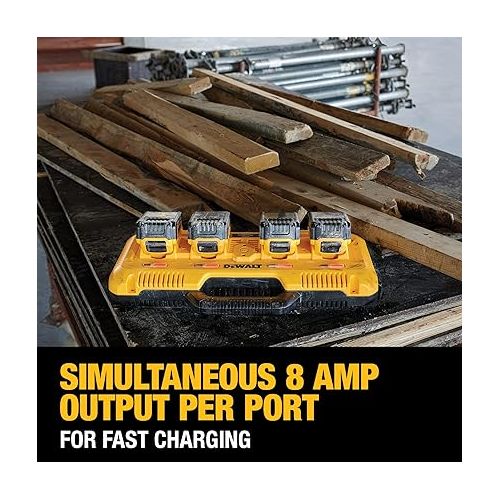  DEWALT 20V MAX* Charger, 4-Port, Rapid Charge (DCB104) , Black/Yellow