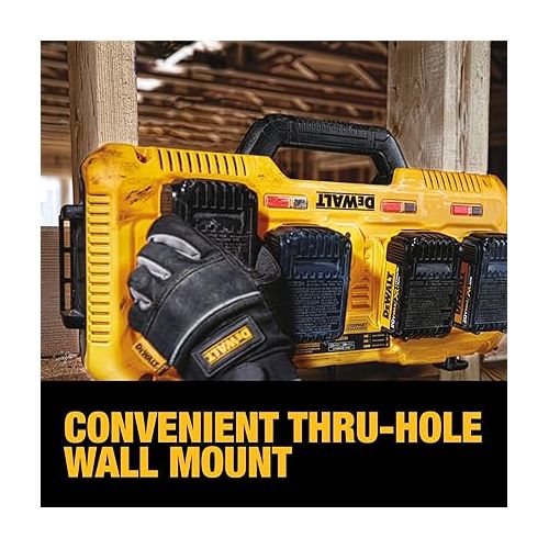  DEWALT 20V MAX* Charger, 4-Port, Rapid Charge (DCB104) , Black/Yellow