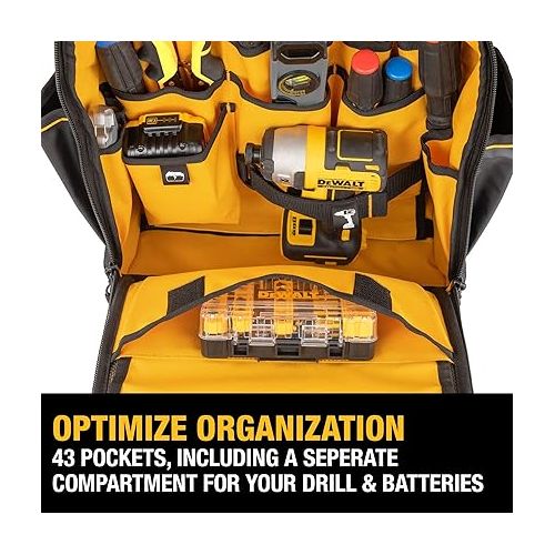  DEWALT Tool Backpack, Tool Storage and Organization, Durable and Water Resistant (DWST560102)