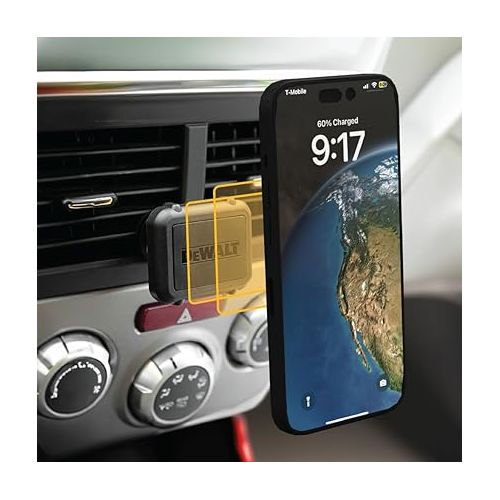  DEWALT Car Phone Magnetic Mount - Reinforced Magnetic Vent Mount - Magnetic Phone Holder for Car Vent - Phone Mount for Car Vent Clip