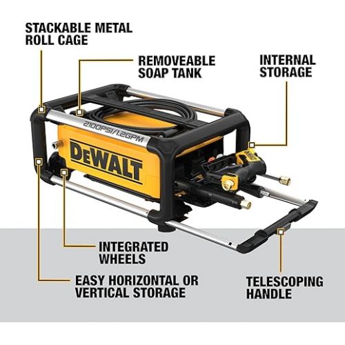  DEWALT Electric Pressure Washer, 2100 PSI, Jobsite Power Washer (DWPW2100) Yellow