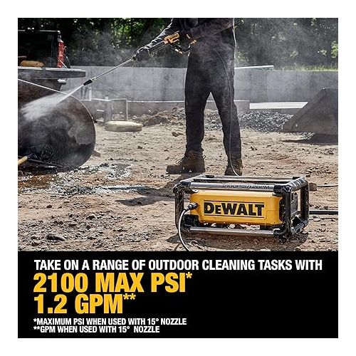  DEWALT Electric Pressure Washer, 2100 PSI, Jobsite Power Washer (DWPW2100) Yellow