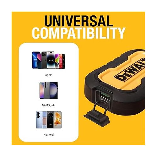  DEWALT Portable Charger, Power Bank, 10,000 mAh Battery Pack with USB-C Port for iPhone 15/15 Plus/15 Pro/15 Pro Max, iPhone 14/13, Samsung Galaxy