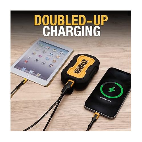  DEWALT Portable Charger, Power Bank, 10,000 mAh Battery Pack with USB-C Port for iPhone 15/15 Plus/15 Pro/15 Pro Max, iPhone 14/13, Samsung Galaxy