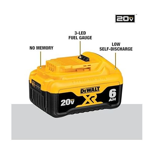  DEWALT 20V MAX Battery, Premium 6.0Ah (DCB206)