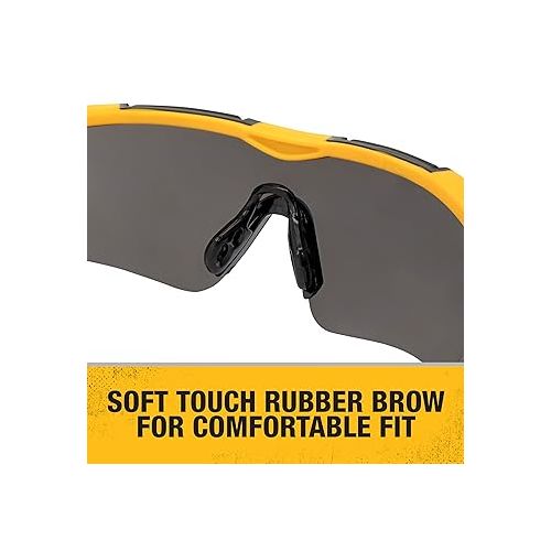  DEWALT DPG110 Chisel Unisex Trim-Fit Half Frame Protective Eyewear, Black Frame Smoke Lens