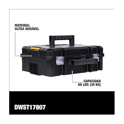  DEWALT TSTAK II Tool Box, 13 Inch, Flat Top, Holds Up To 66 lbs, Flexible Platforms for Stacking (DWST17807)