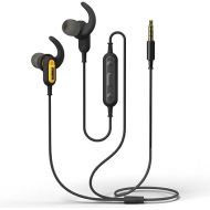 DEWALT Wired Earphones with Microphone ? Jobsite Earbuds Wired 3.5mm ? Water-Resistant Wired Earbuds with Mic ? Wired Headphones for Outdoor Work